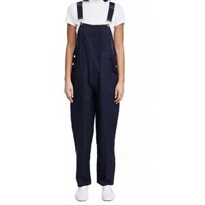 We Wore What XS ($178 retail) Navy blue linen overalls NWT baggy barrel style